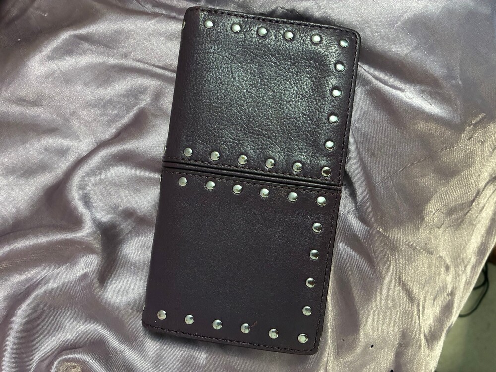 Michael Kors Astor Studded Leather Continental Wallet Purple Violet Y2K Vintage